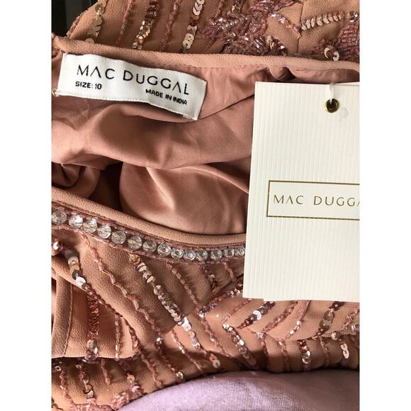 Mac Duggal 70260 Dress Floral Beadwork Sleeveless Midi Sheath Rose Pink NWT 10 - Picture 6 of 8